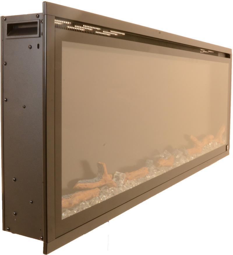 Sideline Elite 60 Refurbished Recessed Electric Fireplace turned off.