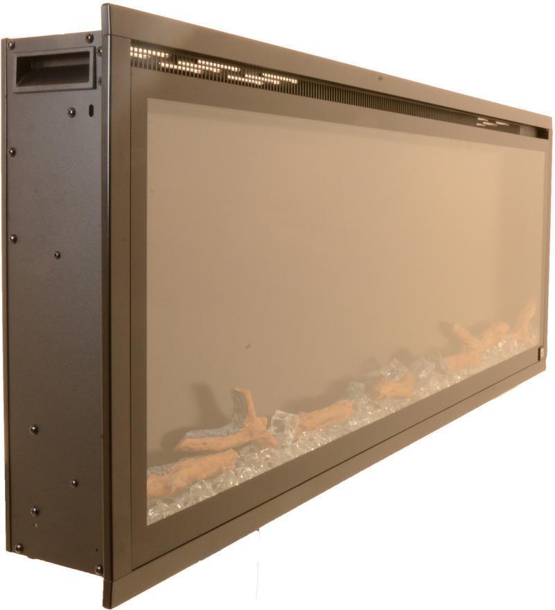 Sideline Elite 72 Refurbished Recessed Electric Fireplace turned off.