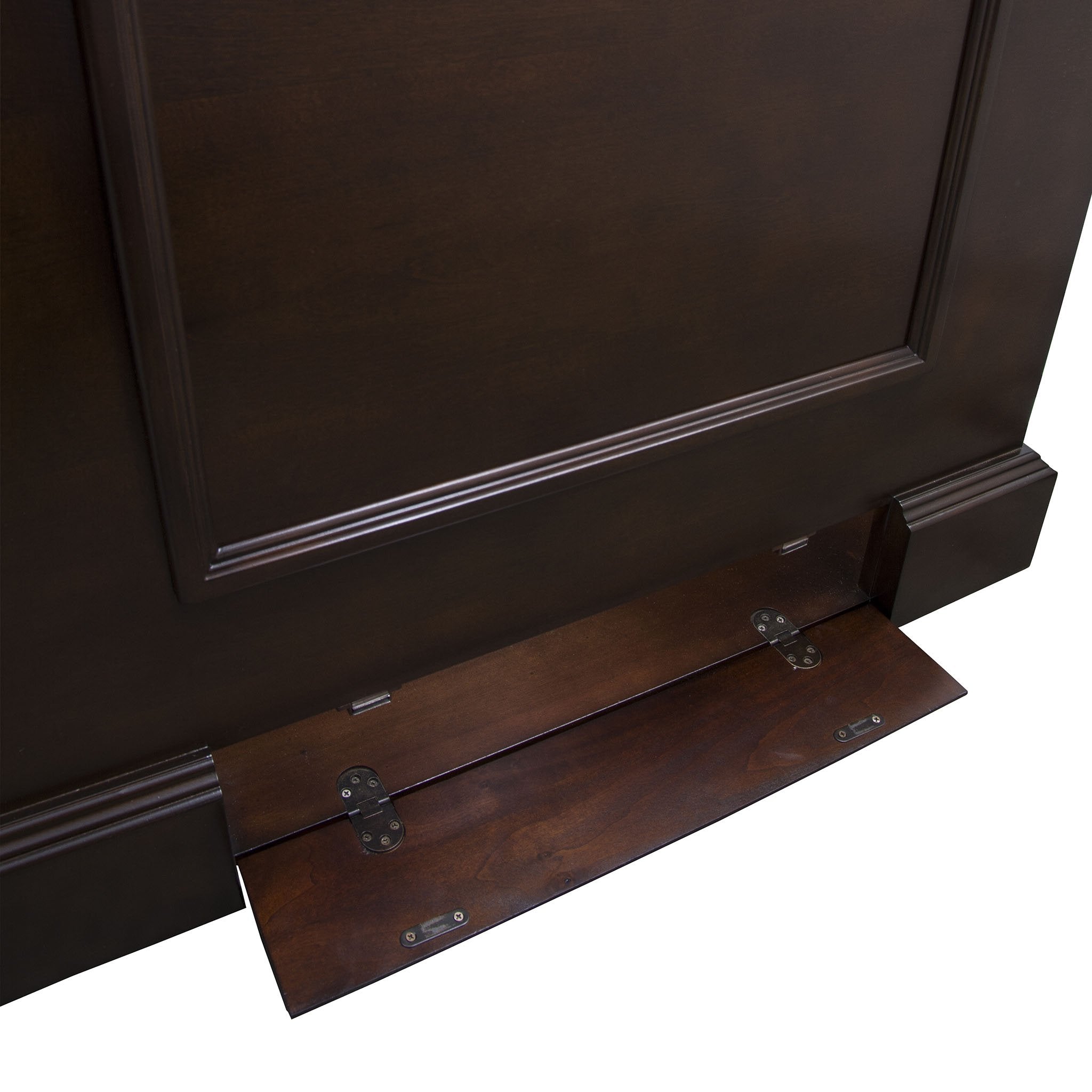 	Grand Elevate 74008 Espresso TV Lift Cabinet for 65 inch Flat screen TVs detail shot of the bottom.