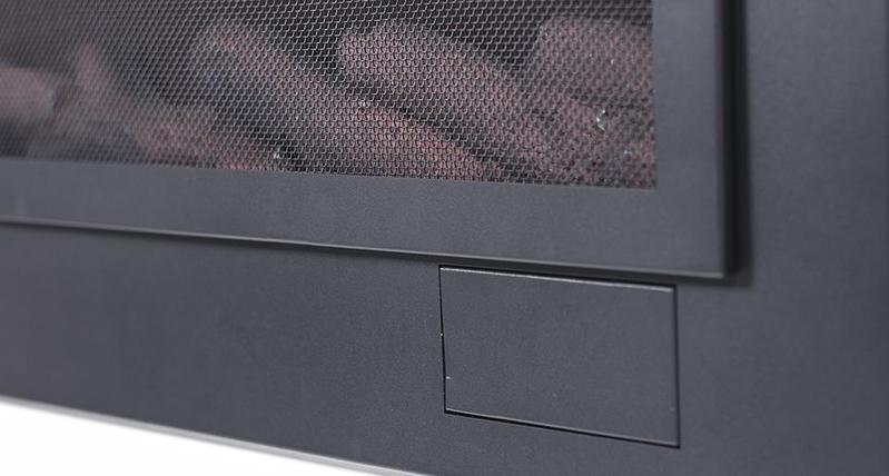 Touchstone Sideline Steel 50 80013 Electric Fireplace detail shot.