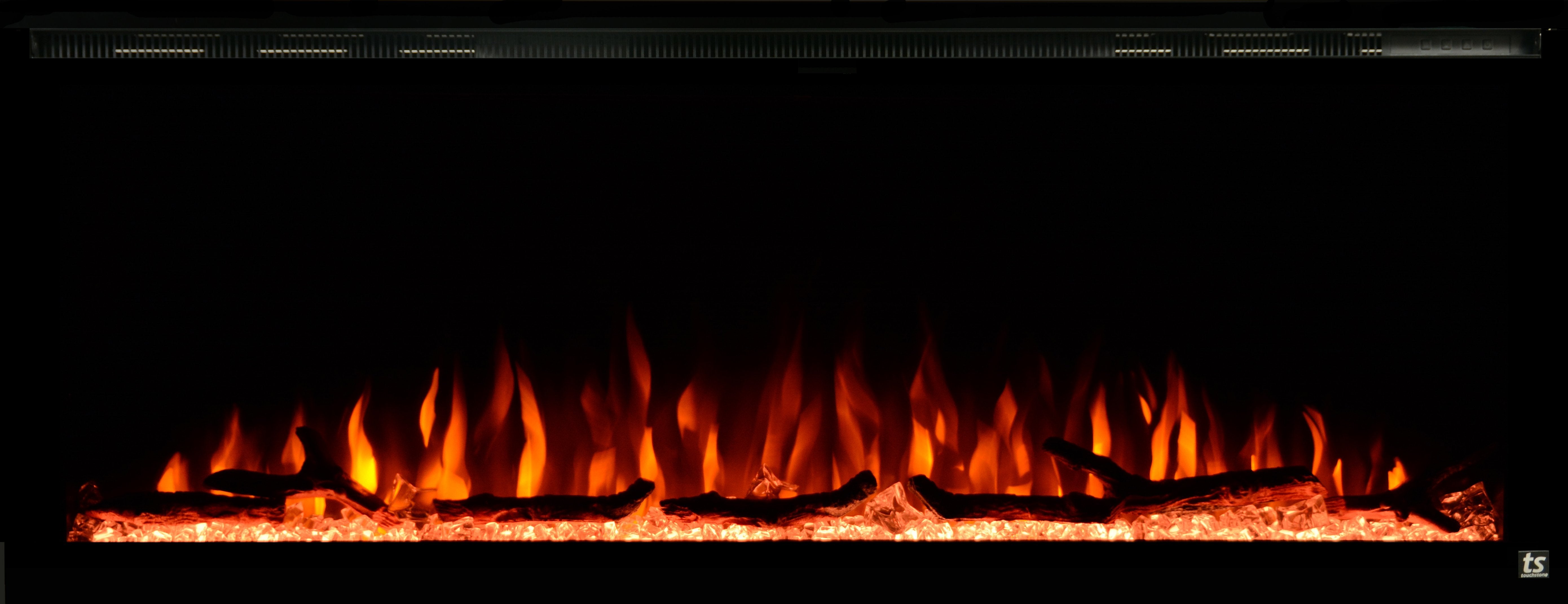 Sideline Elite 60 Refurbished Recessed Electric Fireplace orange.