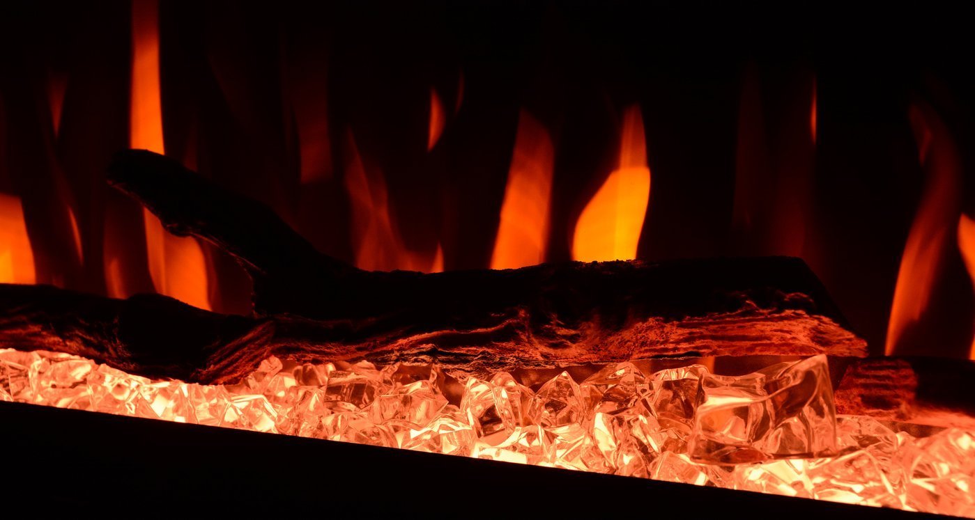Sideline Elite 60 Refurbished Recessed Electric Fireplace crystals.