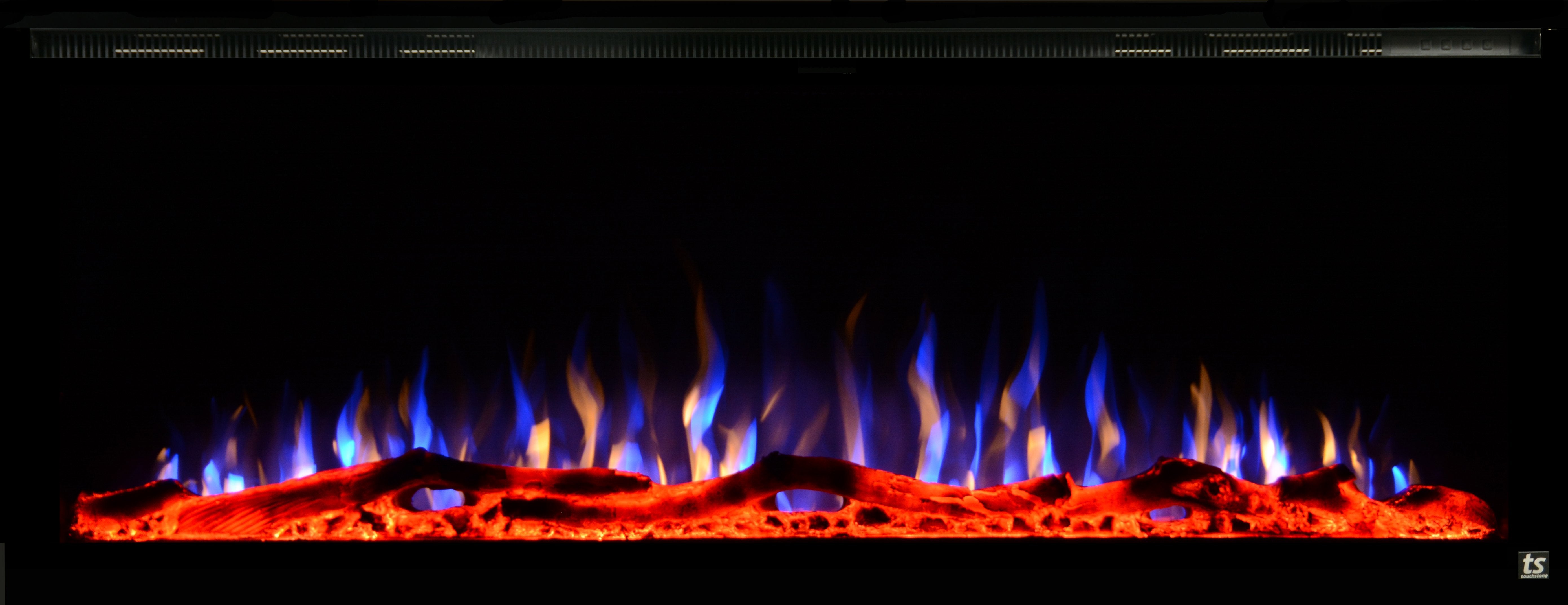 Sideline Elite 60 Refurbished Recessed Electric Fireplace multicolor and orange.