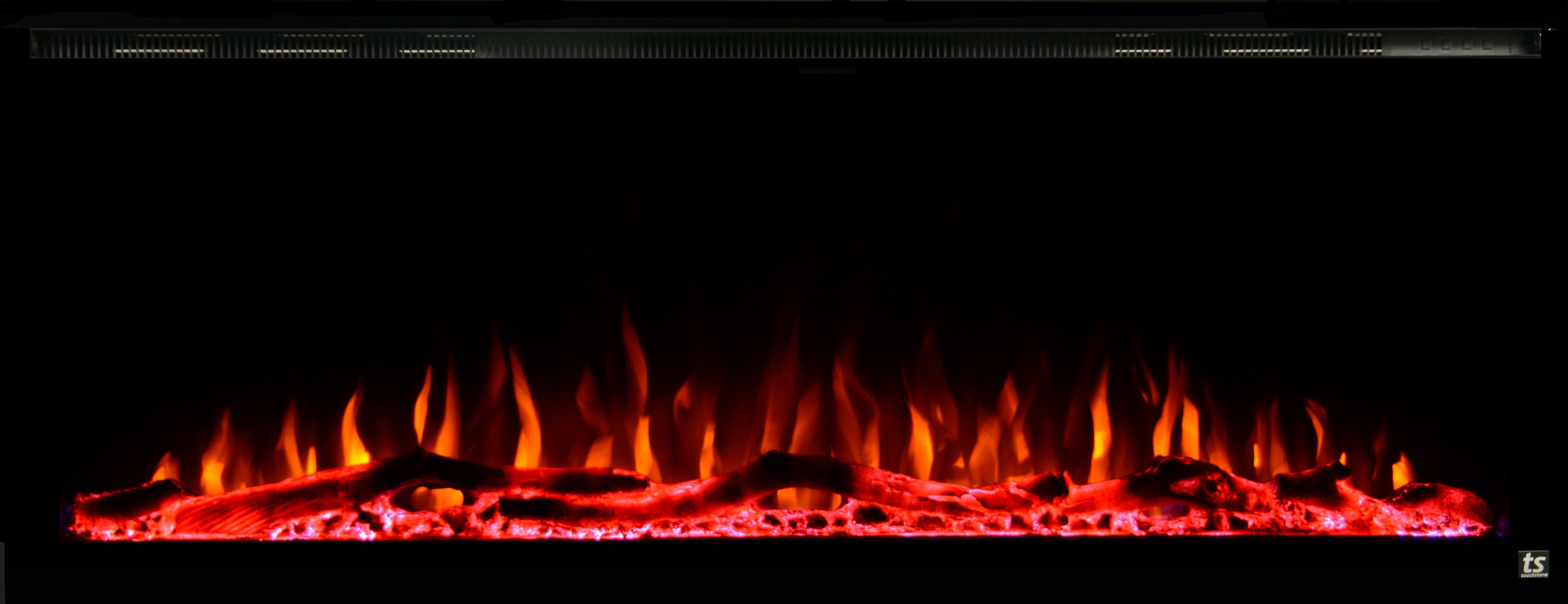 Sideline Elite 60 Refurbished Recessed Electric Fireplace red lames.