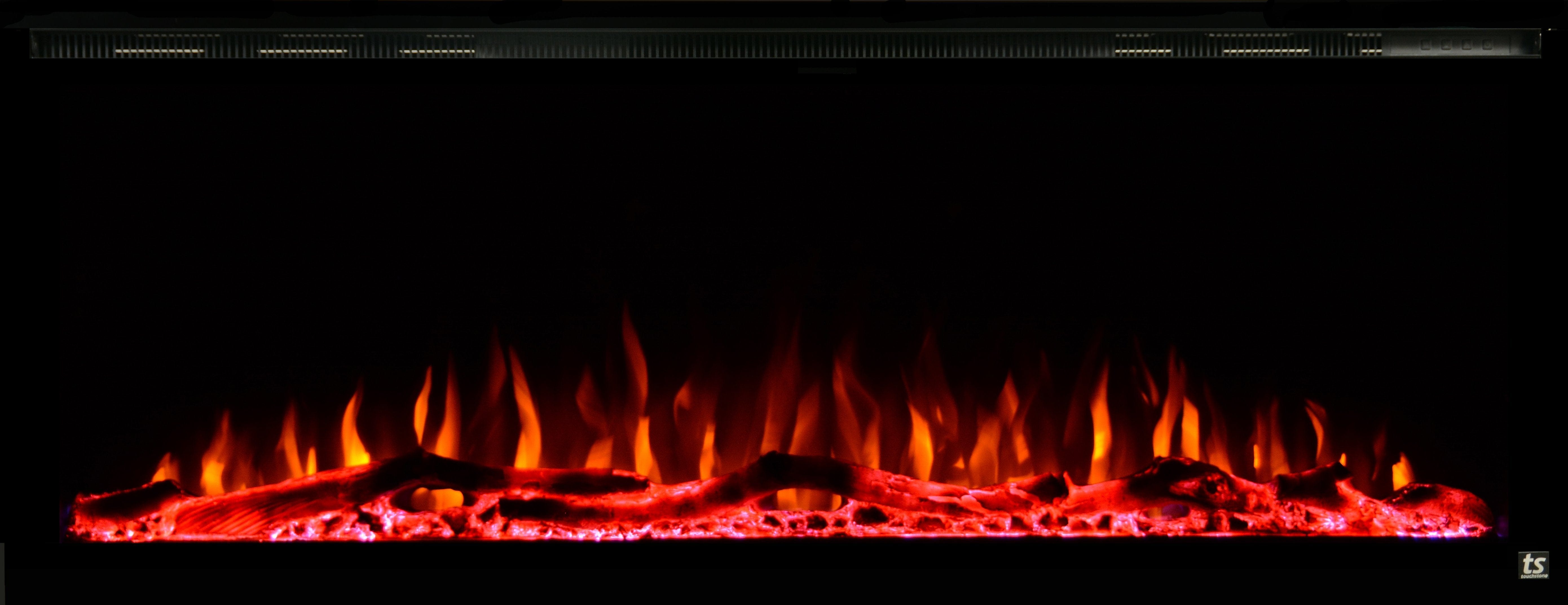 Sideline Elite 72 Refurbished Recessed Electric Fireplace -orange and pink.