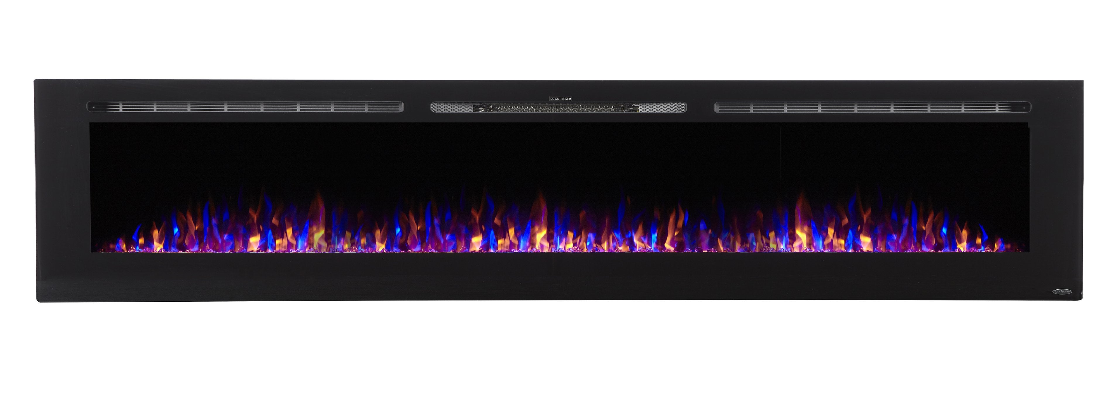 	Sideline 100 80032 100 inch Recessed Electric Fireplace flames with crystals.