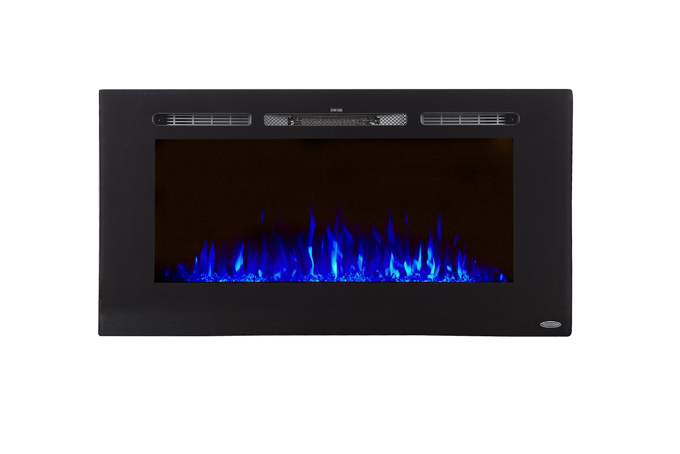 	Sideline 40 80027 40 inch Recessed Electric Fireplace shown with blue flames.