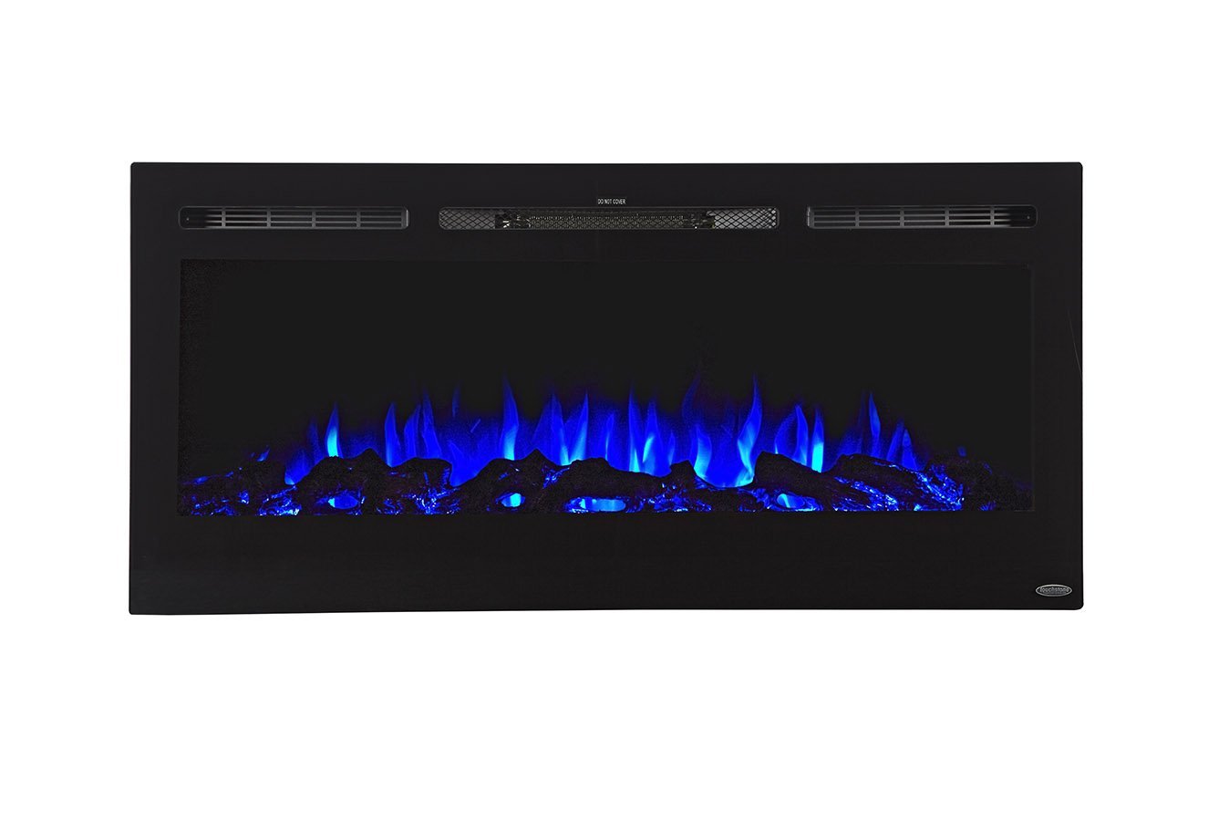 	Sideline 45 80025  Recessed Electric Fireplace turned on with blue flames.