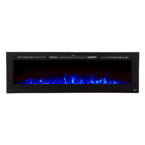 	Sideline 72 80015 72 inch Recessed Electric Fireplace blue flames.