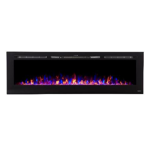	Sideline 72 80015 72 inch Recessed Electric Fireplace yellow, orange, and blue flames.