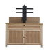 	The Claymont Unfinished 70163 TV Lift Cabinet for 65 inch Flat screen TVs opened without a TV.