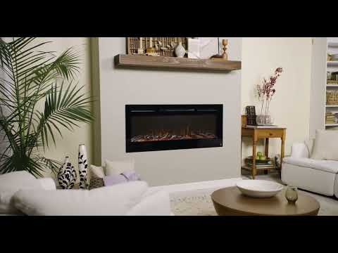 The Sideline 84 Inch Recessed Smart Electric Fireplace 80043 features video