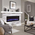 Side view of the Sideline Elite 60 Electric Fireplace with blue flames