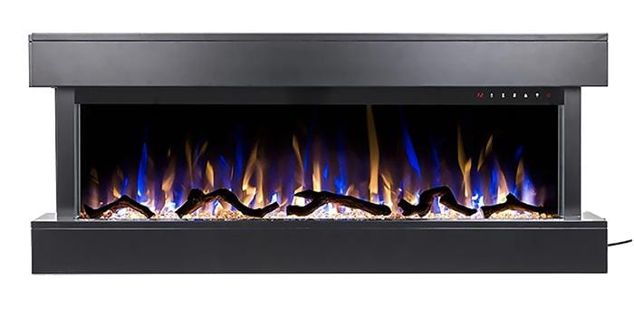 The Chesmont 50 inch wide 3 sided electric fireplace is Wi-Fi enabled for easy mobile app or voice command operation in addition to the touchpad and remote control.