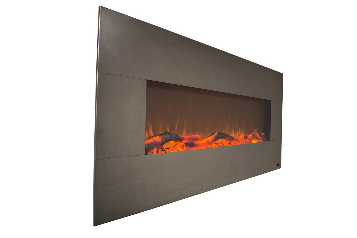 Touchstone Onyx Stainless Wall Mount Electric Fireplace 80026 side view