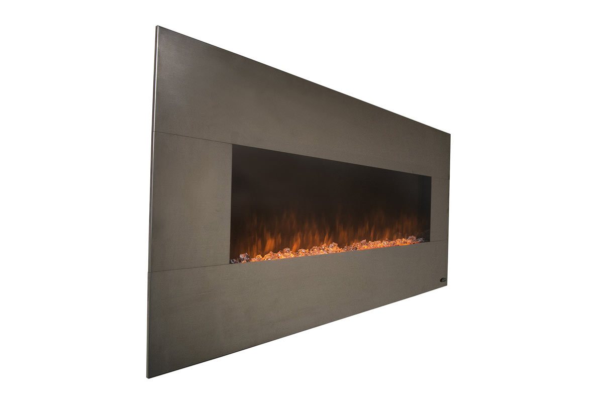 Touchstone Onyx Stainless Wall Mount Fireplace 80026 side view crystal base