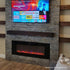 Touchstone Sideline 60 Electric Fireplace in gray brick wall by McKinnon Building Services