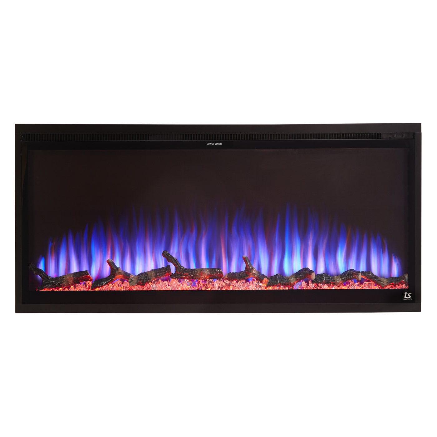 Touchstone Sideline Elite 42 80042 Smart Electric Fireplace shown with blue and red flames