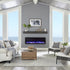 Touchstone Sideline Elite Electric Fireplace in gray wall with blue and white flames