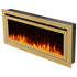 Touchtone Sideline Gold 50 inch 86275 Recessed Smart Electric Fireplace on angle with orange flames