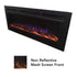 The Sideline Steel 60 Electric Fireplace has a non reflective mesh screen front like a traditional fireplace